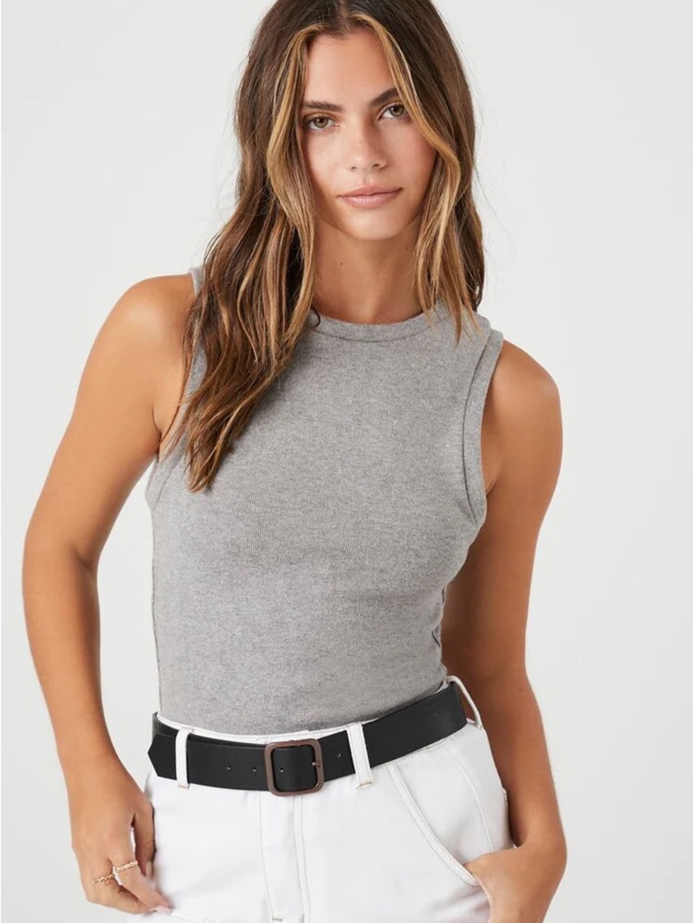 White Cargo Pocket Midi Skirt with Black Belt - Picture 2 of 9